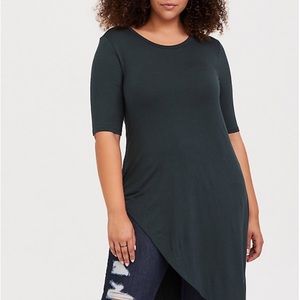 🌷NWT Dk. green Knotted Asymmetrical Tunic Torrid